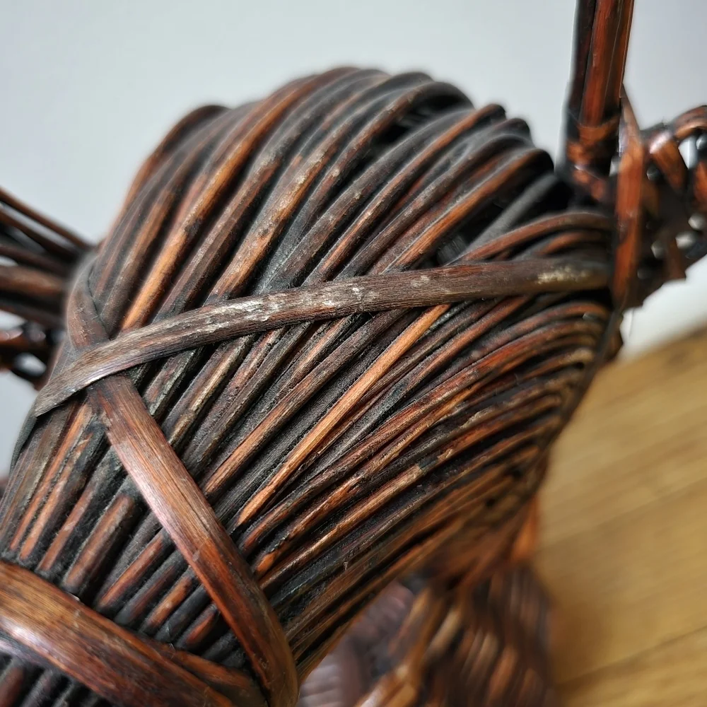 Reindeer Deer Head Woven Rattan Basket Wicker Hunting Country Wedding Christmas